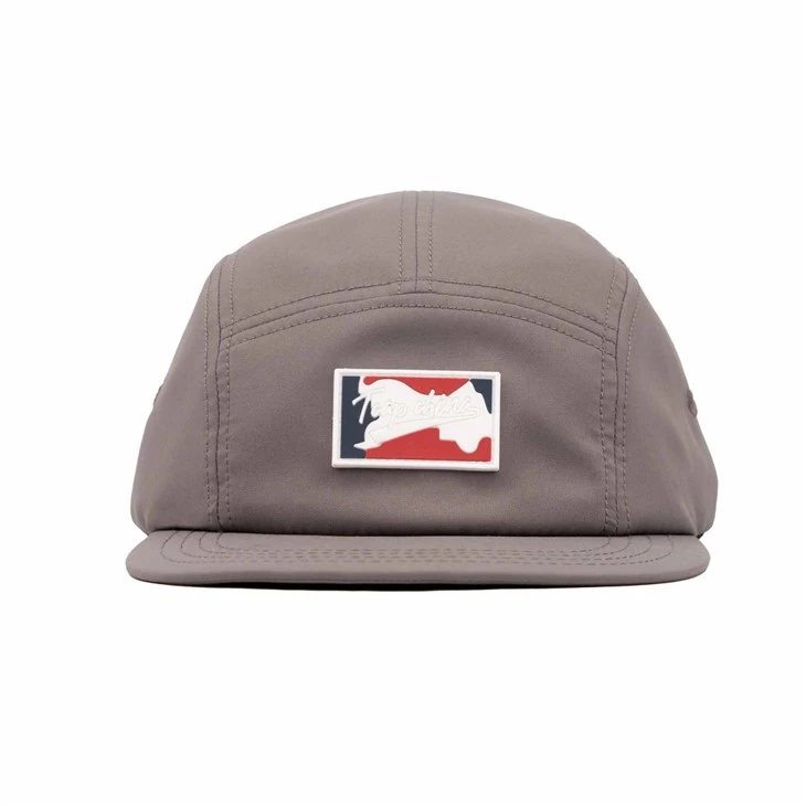 TCAP Custom 100% Cotton Fabric 5 Panel Camper Hats Rubber Patch Caps
